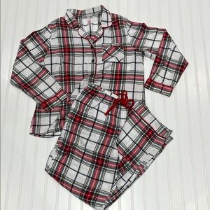 Wondershop Target Pajama Set Women Small Flannel Plaid Red and White Size Medium